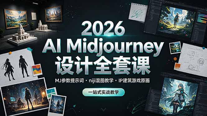 （19209期）2026 AI Midjourney设计全套课，MJ参数提示词niji混图教学，IP建筑游戏原画一站式实战教学 - 臻优资源网
