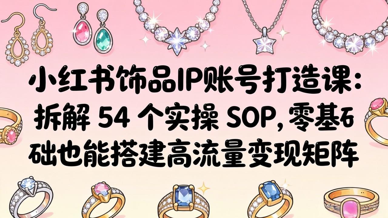 （18101期）小红书饰品IP账号打造课：拆解 54 个实操 SOP，零基础也能搭建高流量变现矩阵 - 臻优资源网