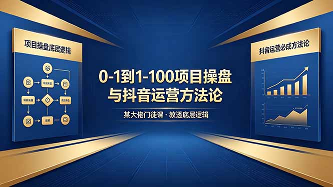 （18382期）0-1到1-100怎么建？某大佬门徒课教透项目操盘底层逻辑+抖音运营必成方法论 - 臻优资源网