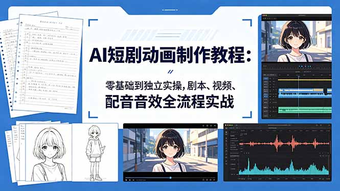 （18351期）AI短剧动画制作教程：零基础到独立实操，剧本、视频、配音音效全流程实战 - 臻优资源网