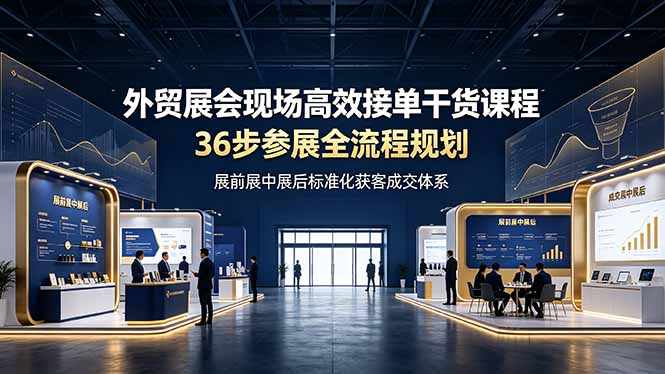 （19157期）外贸展会现场高效接单干货课程，36步参展全流程规划，展前展中展后标准化获客成交体系 - 臻优资源网