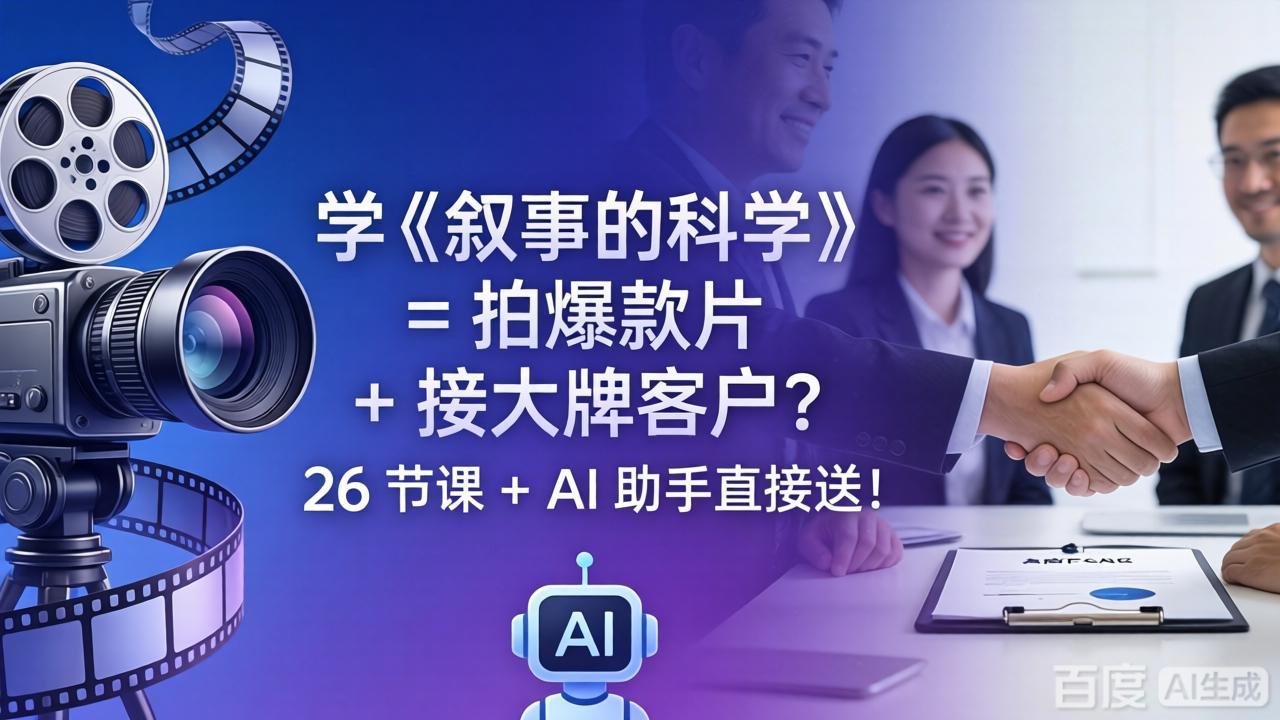 （18302期）学《叙事的科学》= 拍爆款片 + 接大牌客户？26 节课 + AI 助手直接送！ - 臻优资源网