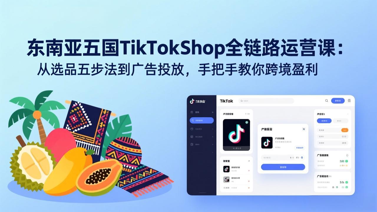 （17511期）东南亚五国TikTok Shop全链路运营课：从选品五步法到广告投放，手把手教你跨境盈利 - 臻优资源网