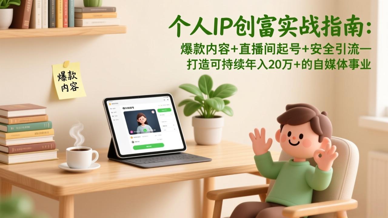 （17217期）个人IP创富实战指南：爆款内容+直播间起号+安全引流，打造可持续年入20万+的自媒体事业 - 臻优资源网