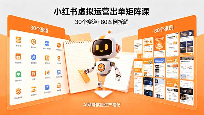 （18342期）小红书虚拟运营出单矩阵课：30个赛道+80案例拆解，AI赋能批量生产笔记 - 臻优资源网