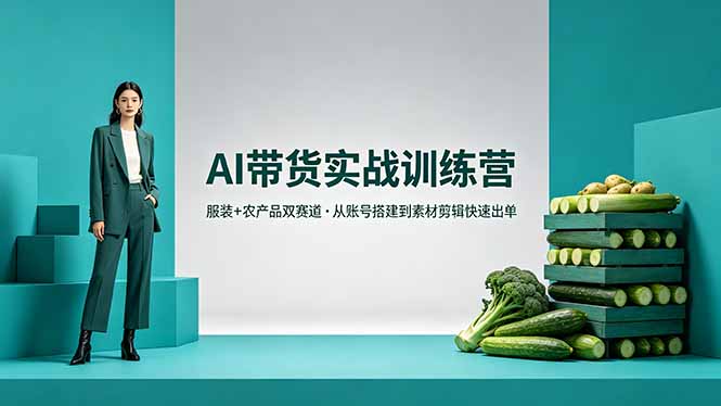 （18355期）AI带货实战训练营，服装+农产品双赛道，从账号搭建到素材剪辑快速出单 - 臻优资源网