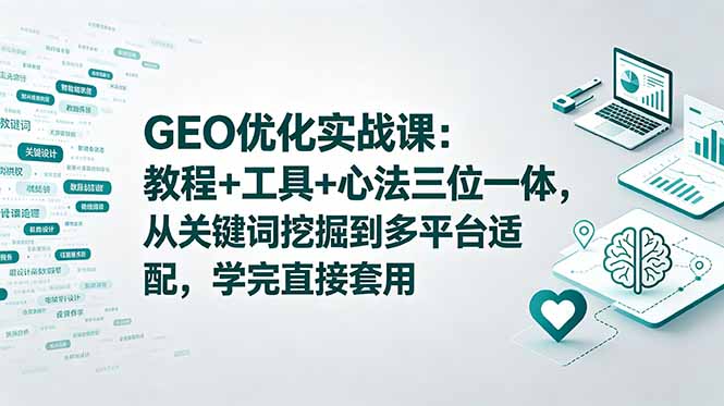 （18717期）GEO优化实战课：教程+工具+心法三位一体，从关键词挖掘到多平台适配，学完直接套用 - 臻优资源网