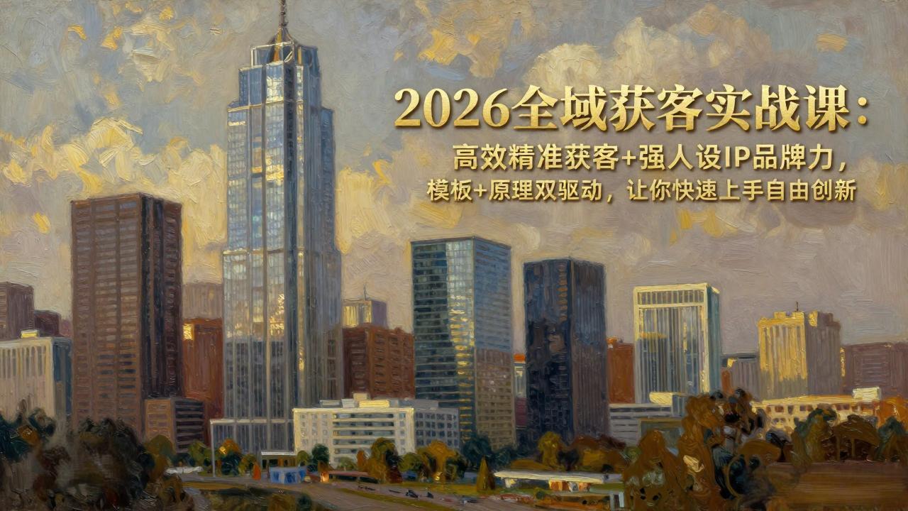 （17613期）2026全域获客实战课：高效精准获客+强人设IP品牌力，模板+原理双驱动，让你快速上手自由创新 - 臻优资源网