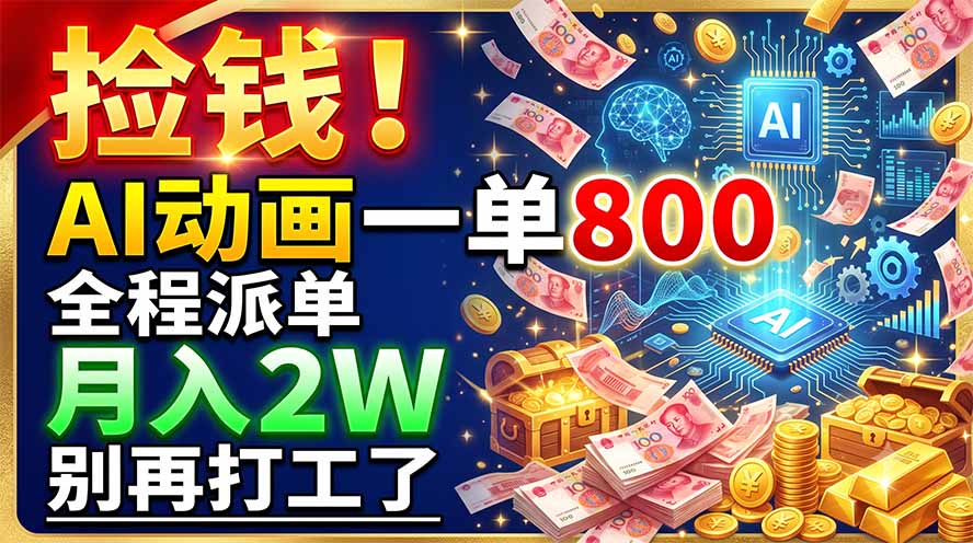 （19330期）捡钱！AI动画一单800，全程派单，月入2W，别再打工了 - 臻优资源网