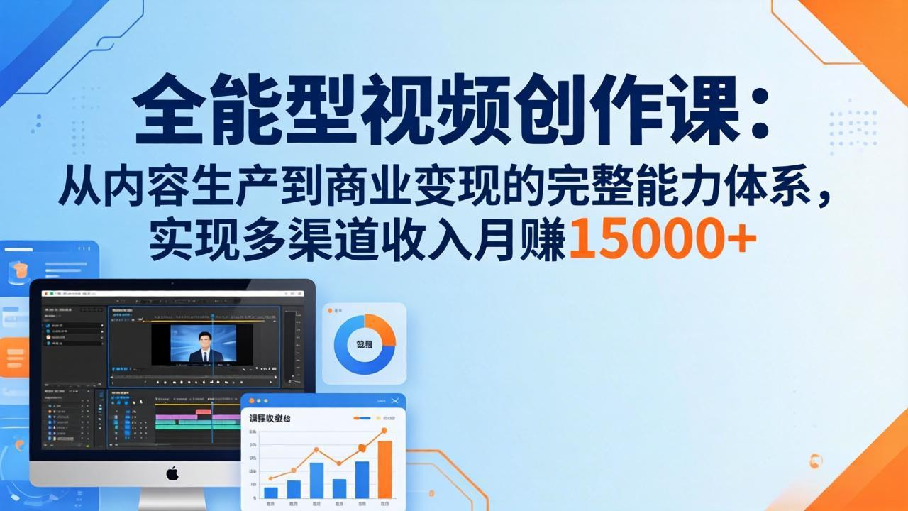 （17718期）全能型视频创作课-26年3月更新：从内容生产到商业变现的完整能力体系，多渠道收入月赚15000+ - 臻优资源网