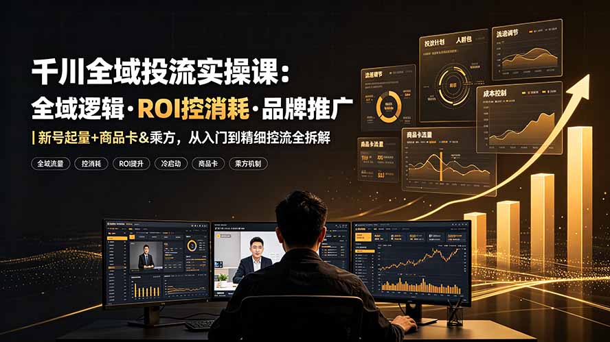 （19249期）千川全域投流实操课：全域逻辑·ROI控消耗·品牌推广｜新号起量+商品卡&乘方，从入门到精细控流全拆解 - 臻优资源网
