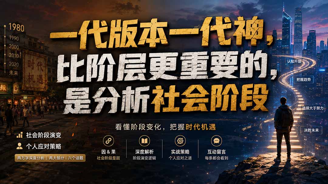 （19745期）付费文章：一代版本一代神，比阶层更重要的，是分析社会阶段 - 臻优资源网