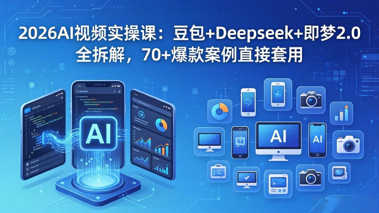 （18263期）2026AI视频实操课：豆包+Deepseek+即梦2.0全拆解，70+爆款案例直接套用 - 臻优资源网