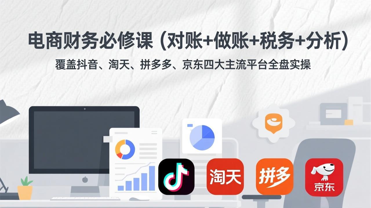 （17390期）电商财务必修课（对账+做账+税务+分析）覆盖抖音、淘天、拼多多、京东四大主流平台全盘实操 - 臻优资源网