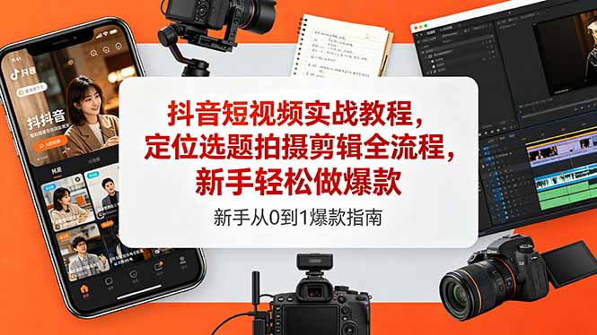 （18524期）抖音短视频实战教程，定位选题拍摄剪辑全流程，新手轻松做爆款 - 臻优资源网