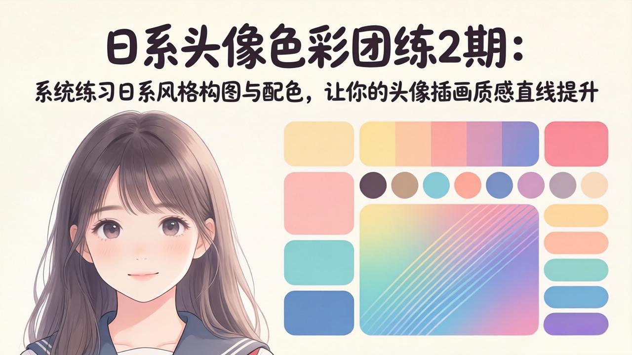 （18034期）日系头像色彩团练2期：系统练习日系风格构图与配色，让你的头像插画质感直线提升 - 臻优资源网