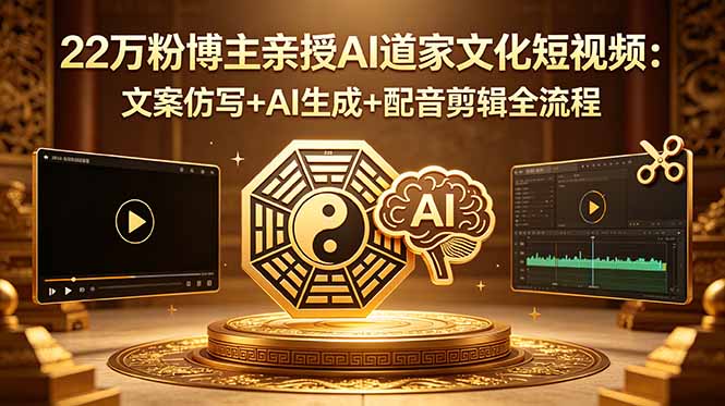 （18580期）22万粉博主亲授AI道家文化短视频：文案仿写+AI生成+配音剪辑全流程 - 臻优资源网