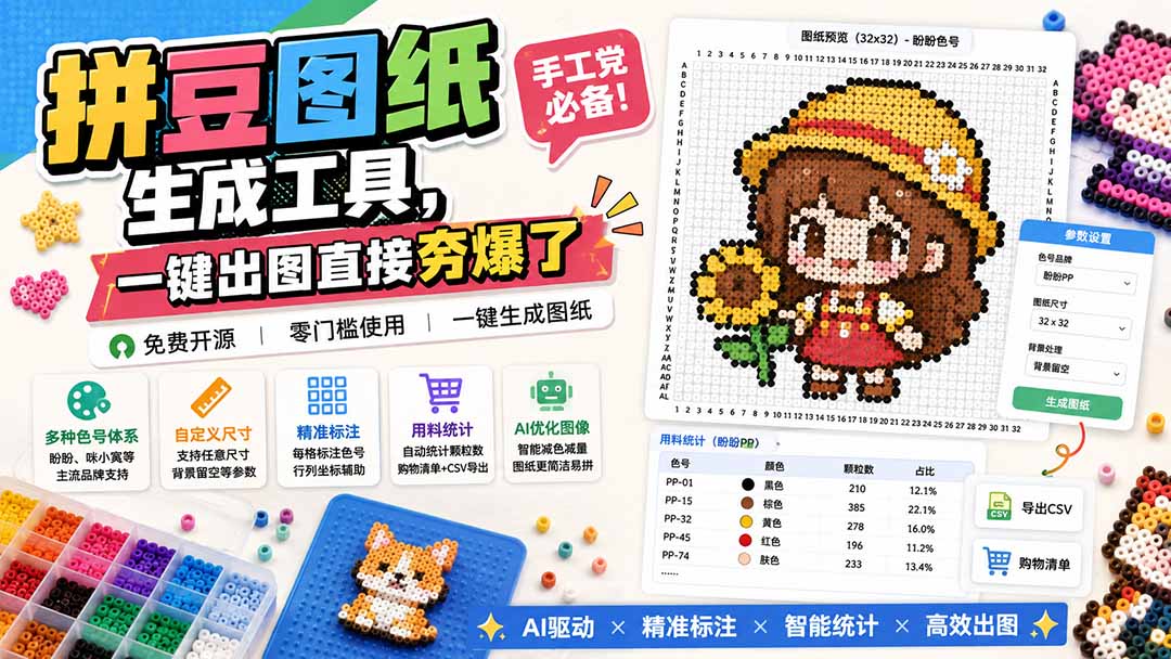 （20084期）拼豆图纸生成工具，手工党必备！一键出图直接夯爆了 - 臻优资源网