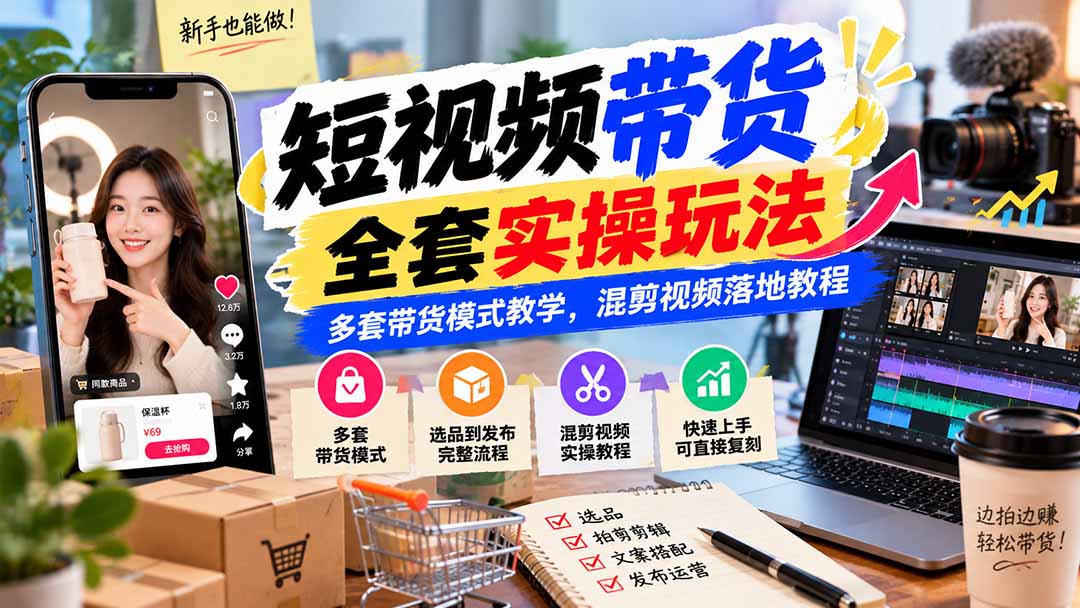 （20991期）【无水印】短视频带货全套实操玩法，多套带货模式教学，混剪视频落地教程 - 臻优资源网