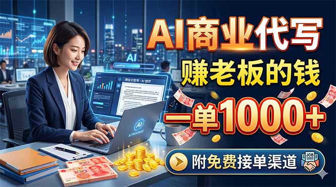 （18444期）AI商业代写，赚老板的钱，一单1000+，附免费接单渠道 - 臻优资源网