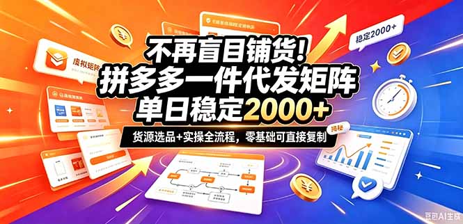 （20955期）不再盲目铺货！拼多多一件代发矩阵落地攻略，提供优质货源店铺运营全流程，零基础可直接复制 - 臻优资源网