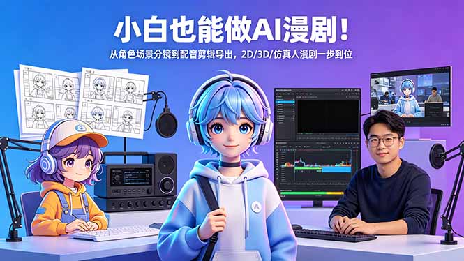 （18343期）小白也能做AI漫剧！从角色场景分镜到配音剪辑导出，2D/3D/仿真人漫剧一步到位 - 臻优资源网