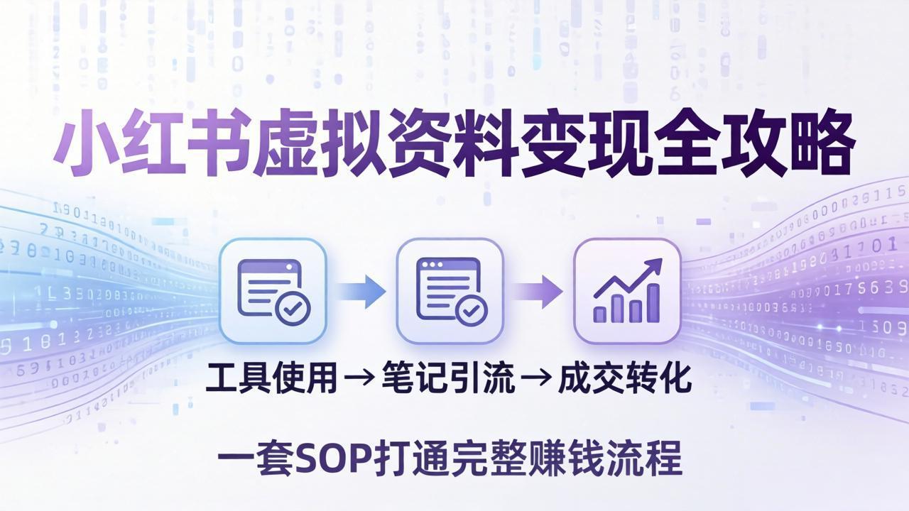 （17801期）小红书虚拟资料变现全攻略：从工具使用到笔记引流成交，一套 SOP 打通完整赚钱流程 - 臻优资源网