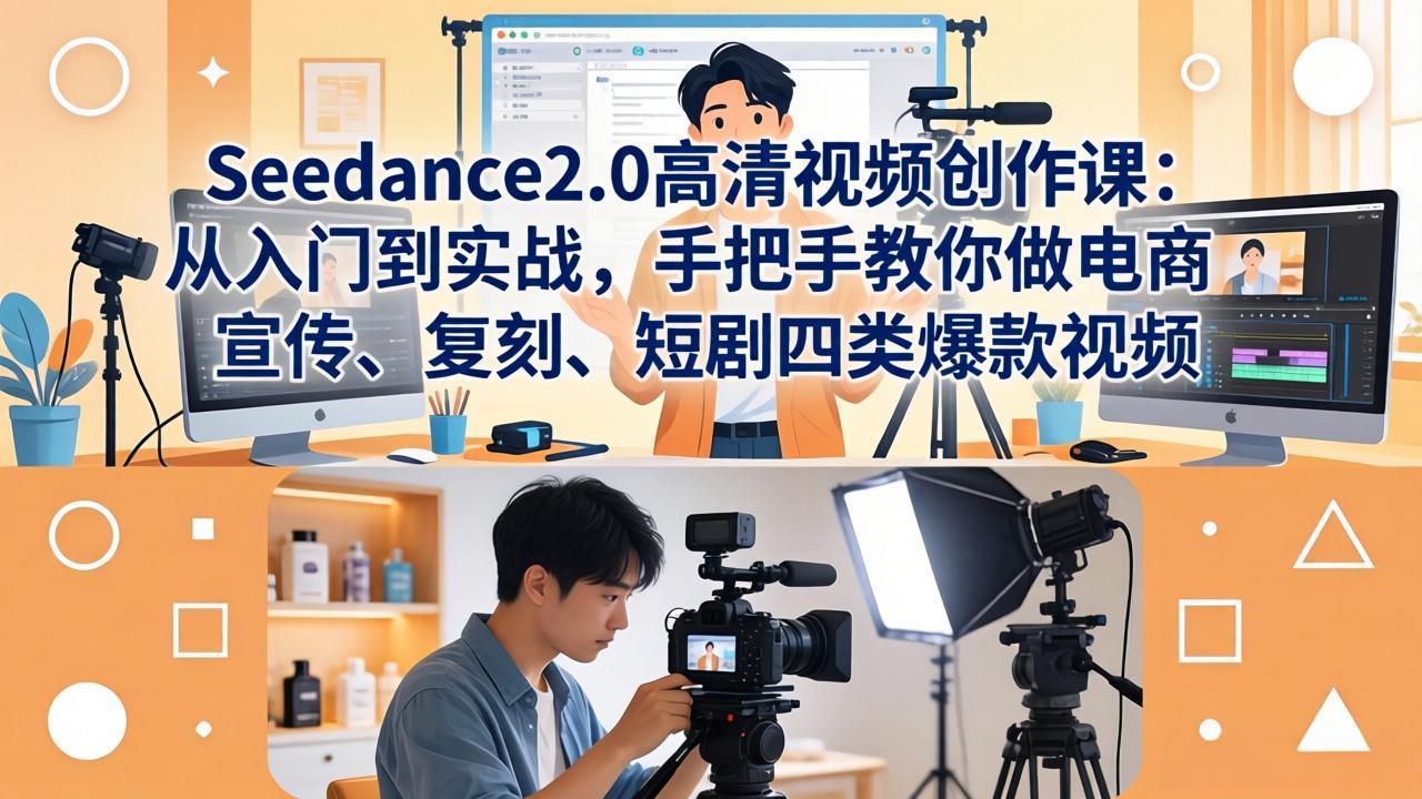 （18019期）Seedance2.0高清视频创作课：从入门到实战，手把手教你做电商、宣传、复刻、短剧四类爆款视频 - 臻优资源网