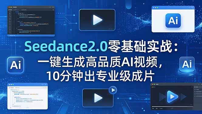 （18323期）Seedance2.0零基础实战：一键生成高品质AI视频，10分钟出专业级成片 - 臻优资源网