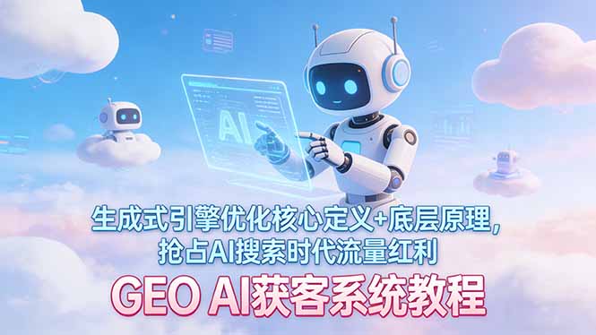 （17604期）GEO AI获客系统教程：生成式引擎优化核心定义+底层原理，抢占AI搜索时代流量红利 - 臻优资源网