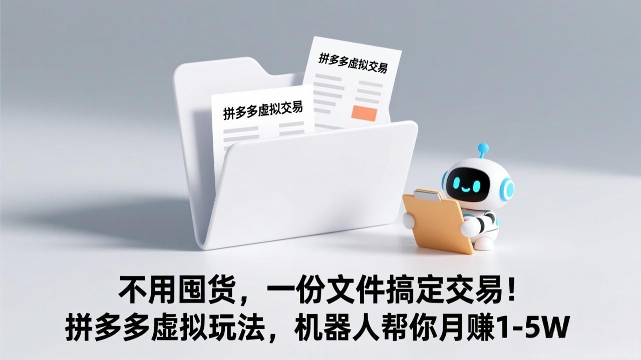 （17265期）不用囤货，一份文件搞定交易！拼多多虚拟玩法，机器人帮你月赚 1-5W - 臻优资源网