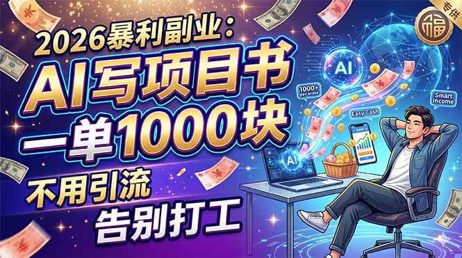 （18087期）2026暴利副业：AI 写项目书，一单 1000 块，不用引流，告别打工 - 臻优资源网