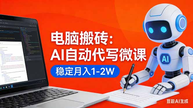 （17582期）电脑搬砖：AI自动代写微课，稳定月入1-2W，提供接单渠道，0门槛小白可做！ - 臻优资源网
