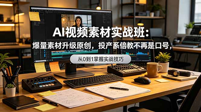 （19085期）AI视频素材实战班：爆量素材升级原创，投产翻倍不再是口号，0-1系统教学实战落地 - 臻优资源网