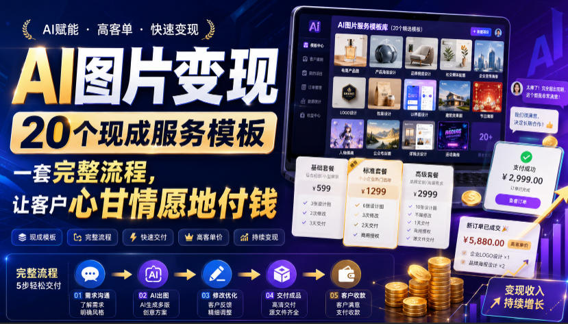 （19395期）AI图片变现，20个现成服务模板，一套完整流程，让客户心甘情愿地付钱【原创双语字幕】 - 臻优资源网