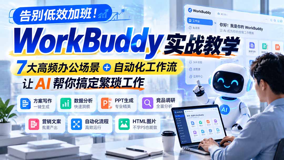 （21115期）告别低效加班！WorkBuddy实战教学，7大高频办公场景＋自动化工作流，让AI帮你搞定繁琐工作 - 臻优资源网
