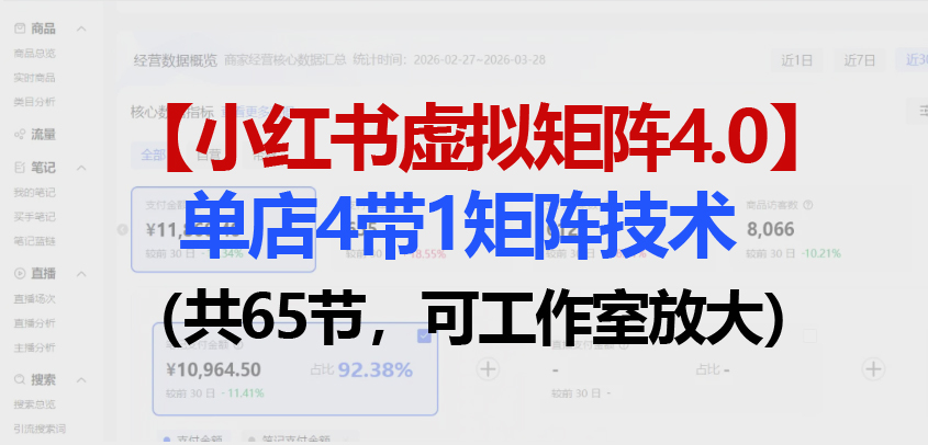 （18000期）小红书虚拟矩阵4.0技术：单店4带1矩阵（共65节，可工作室放大） - 臻优资源网