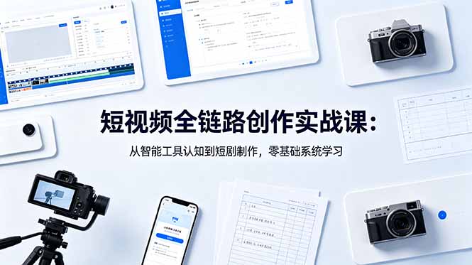 （18683期）短视频全链路创作实战课：从智能工具认知到短剧制作，零基础系统学习 - 臻优资源网