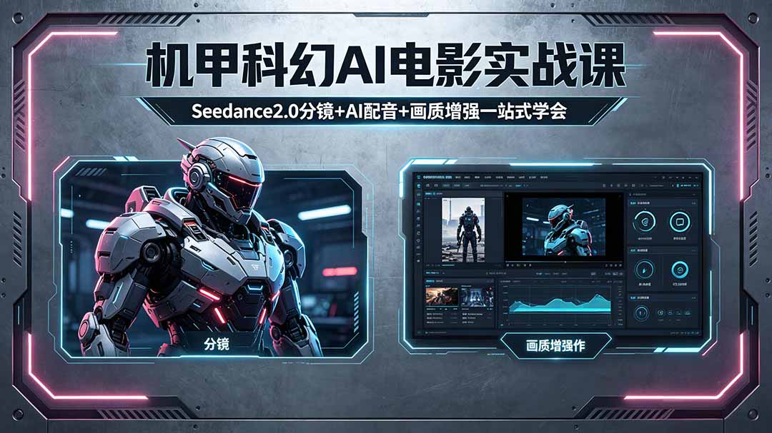 （18298期）机甲科幻 AI 电影实战课，Seedance2.0 分镜 + AI 配音 + 画质增强一站式学会 - 臻优资源网