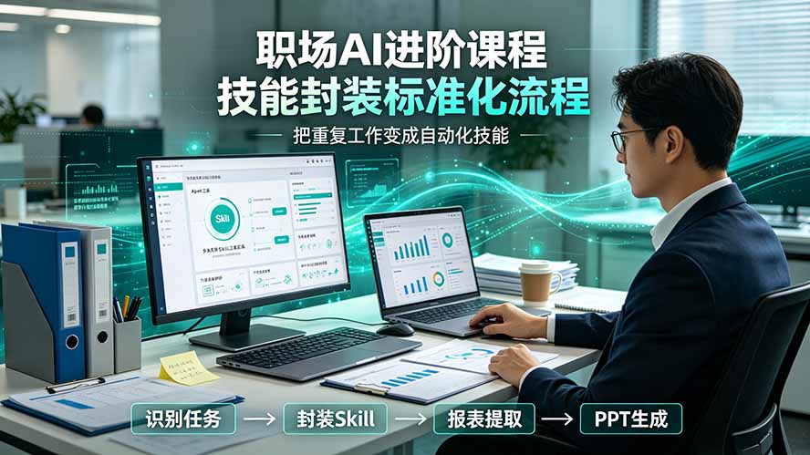 （19369期）职场AI进阶课程；多类实用Skill工具实操，专属技能封装标准化流程，报表行业报告一键提取核心内容 - 臻优资源网