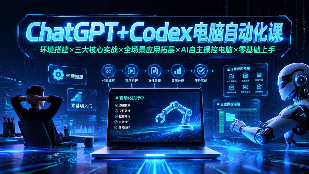 （19583期）ChatGPT+Codex电脑自动化课：环境搭建×三大核心实战×全场景应用拓展×AI自主操控电脑×零基础上手 - 臻优资源网
