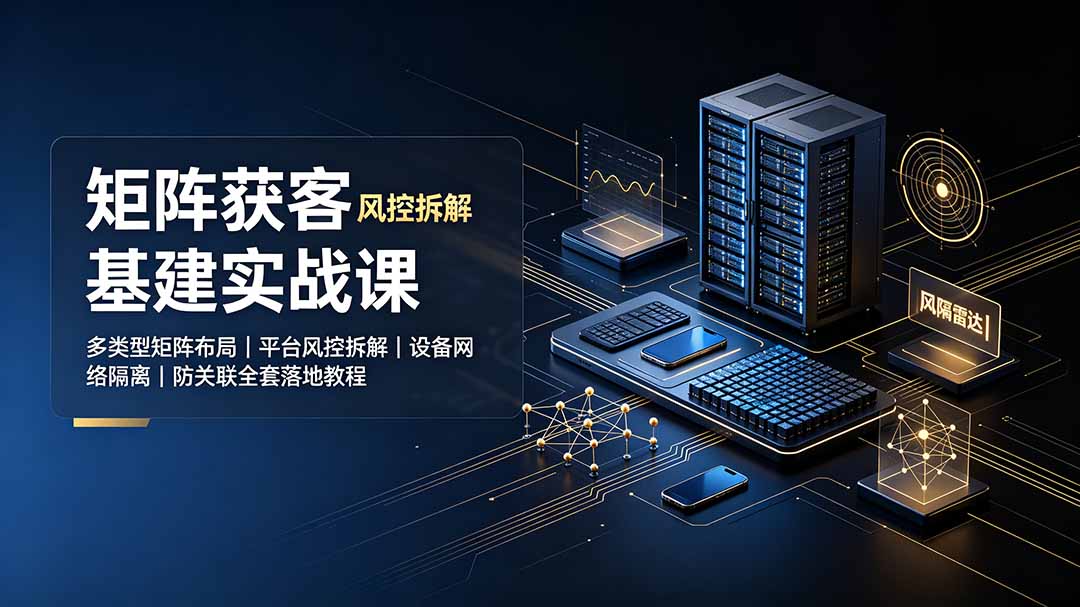 （19319期）矩阵获客基建实战课：多类型矩阵布局｜平台风控拆解｜设备网络隔离｜防关联全套落地教程 - 臻优资源网