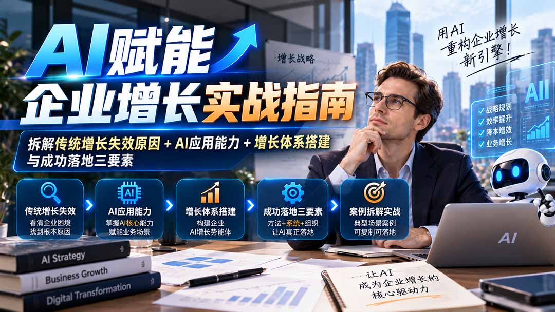 （20850期）【无水印】AI赋能企业增长实战指南：拆解传统增长失效原因+AI应用能力+增长体系搭建与成功落地三要素 - 臻优资源网