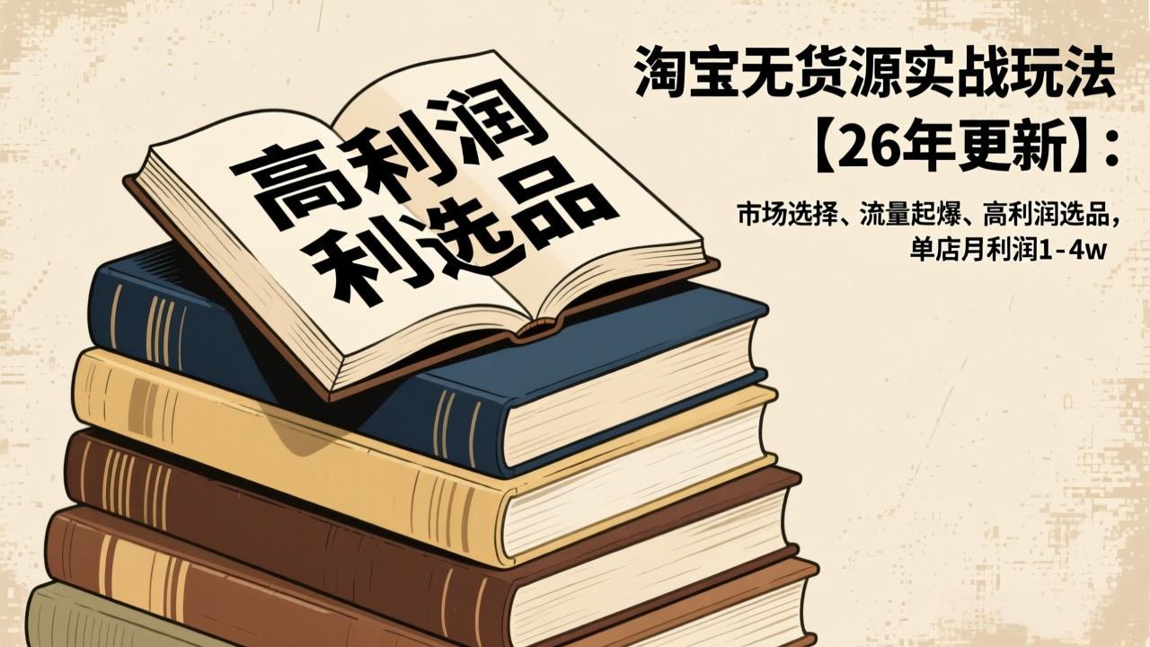 （17046期）淘宝无货源实战玩法【26年更新】：市场选择、流量起爆、高利润选品，单店月利润1-4w - 臻优资源网