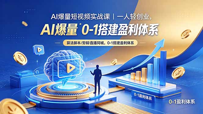 （18652期）AI爆量短视频实战课｜一人轻创业，算法脚本剪辑直播同城，0-1搭建盈利体系 - 臻优资源网