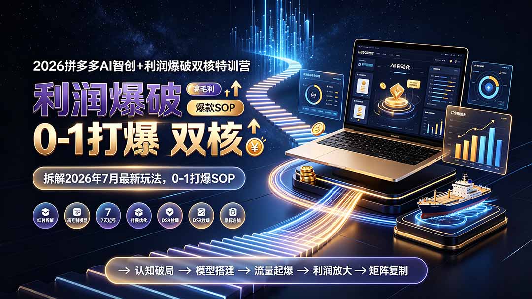 （19562期）2026拼多多AI智创+利润爆破双核特训营-更新：拆解2026年7月最新玩法，0-1打爆SOP - 臻优资源网