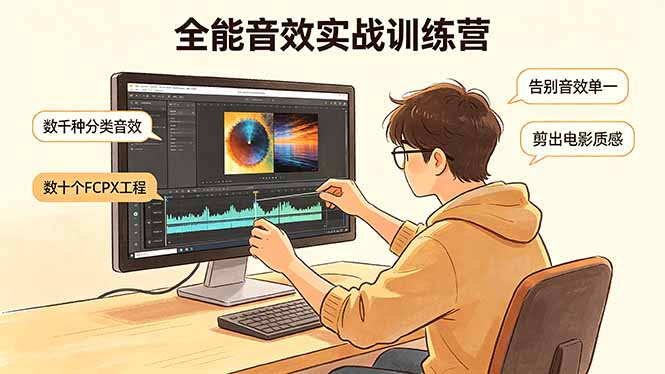 （18287期）全能音效实战训练营：数千种分类音效+数十个FCPX工程，告别音效单一，剪出电影质感 - 臻优资源网
