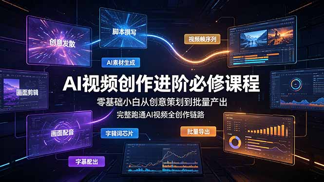 （19159期）AI视频创作进阶必修课程：零基础小白从创意策划到批量产出，完整跑通AI视频全创作链路 - 臻优资源网