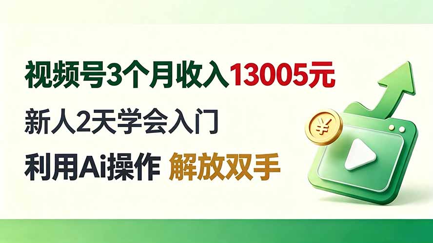 （19807期）视频号3个月收入13005元， 新人2天学会入门， 利用Ai操作 解放双手！ - 臻优资源网
