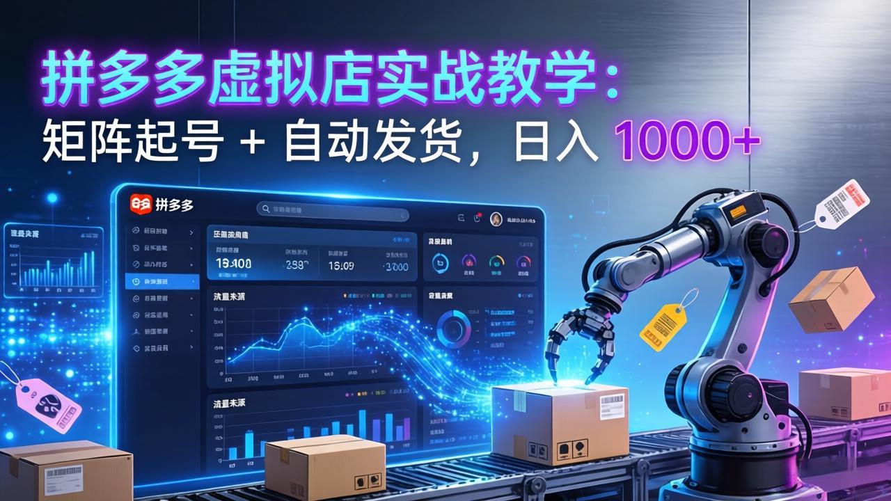 （17628期）拼多多虚拟店实战教学：矩阵起号 + 自动发货，日入 1000+ - 臻优资源网